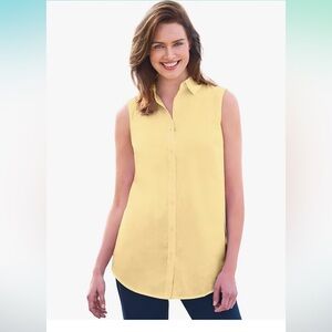 Woman Within yellow sleeveless size 1X button down. {299}